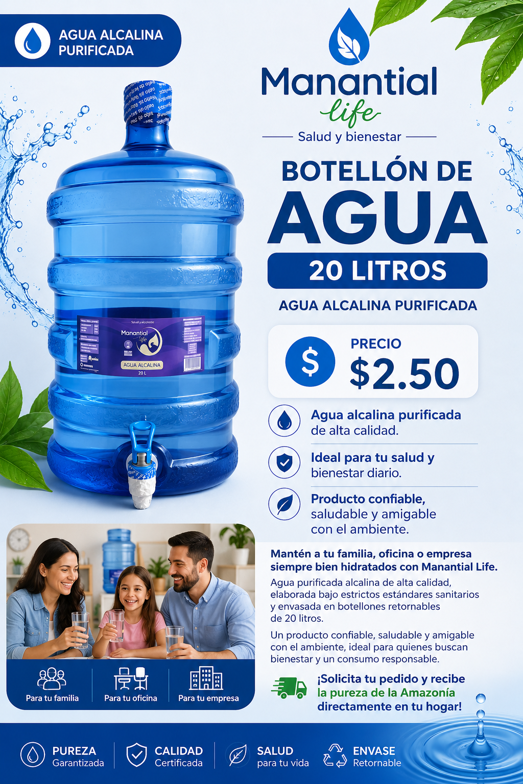 Botellón de agua 20 L