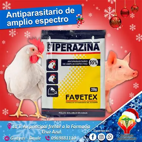 PIPERAZINA 55% polvo soluble de 20 gr