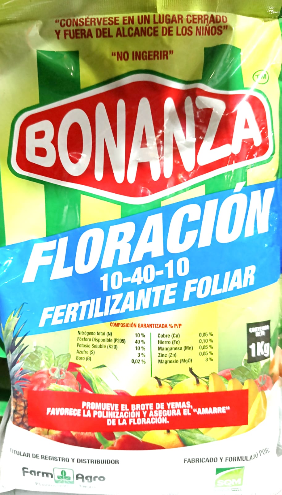 Fertilizante foliar bonanza floracion  10-40-10 funda de 1 kg