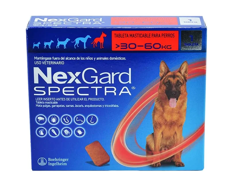 Tableta masticable de 30.1 -60 kg, nexgard spectra  para perros