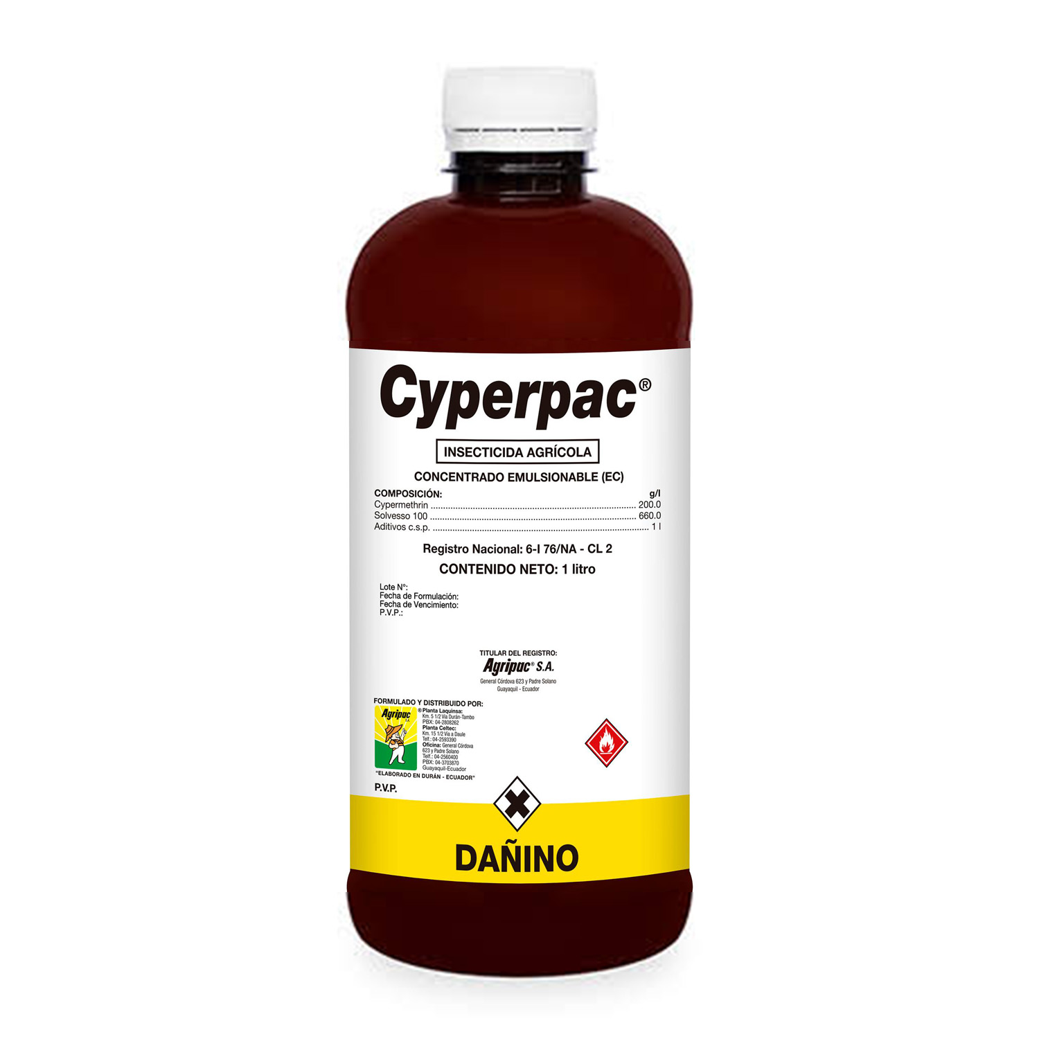 Insecticida agricola cyperpac de 1 litro concenrado emulsionable